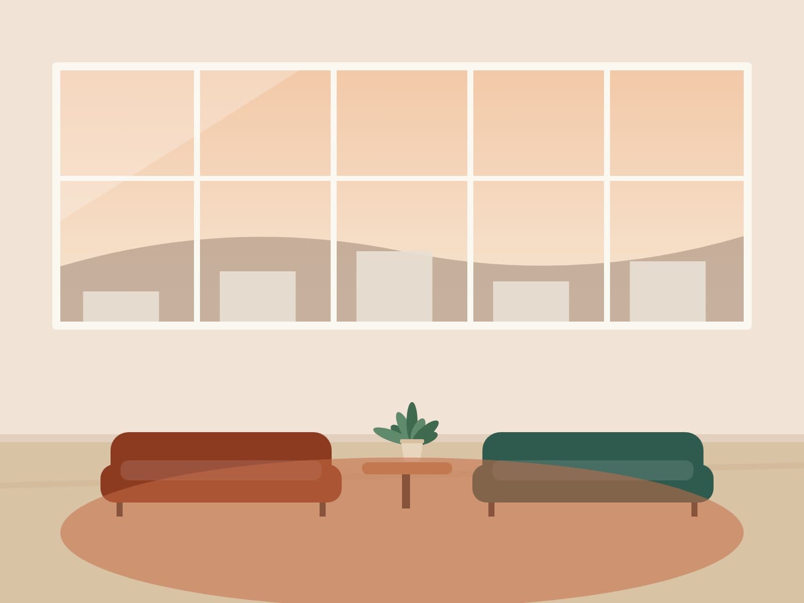 Bright lobby seating area for visitors